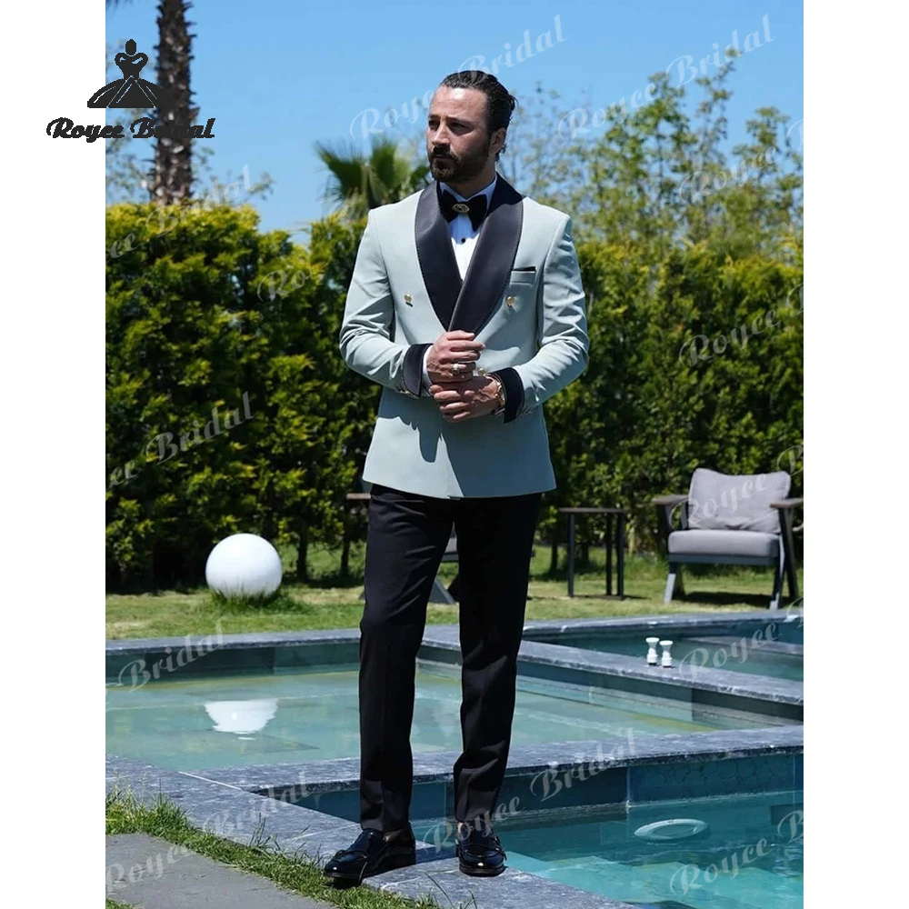 Shawl Collar Two Piece Double Breasted Wedding Men's Suits 2026 Casual Prom Business Suits costume homme mariage