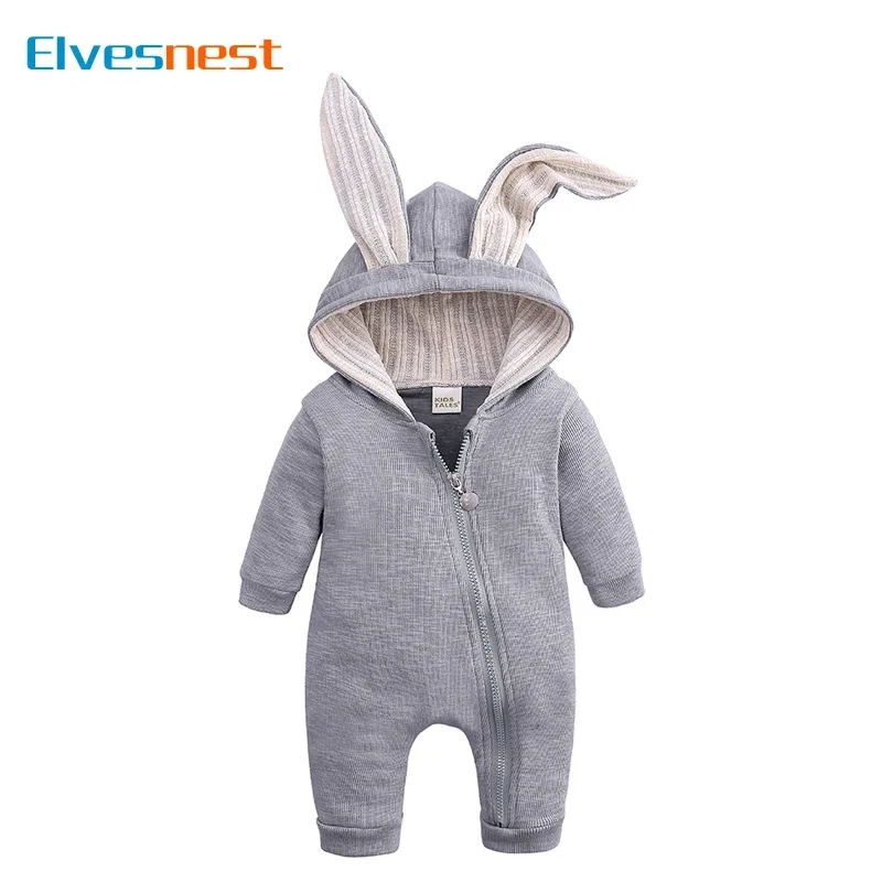 

Cartoon Newborn Baby Clothes Boys Romper Long Sleeve Hooded Zipper Baby Girl Romper Spring & Autumn Infant Clothing 3-18 Months