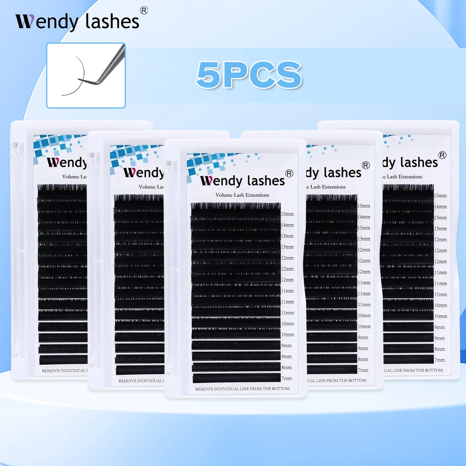 5 Pcs/Lot Eyelash Extension 16 Rows Classic False Eyelash Ｗholesale Natural Mink Individual Lash Supplies Makeup Wendy Lashes