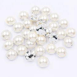 20pcs-100pcs Sew On Rhinestones Pearl Shiny ABS Pearls Beads Round Gold And Silver Claw Sewing Decorative Pearls Buttons