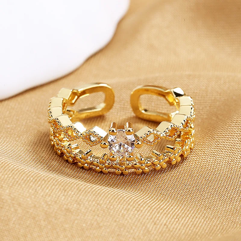 VENTFILLE 925 Sterling Silver Flower Lace Ring Korean Fashion Opening Inlaid CZ Adjustable Rings Valentine's Day Gift image 4