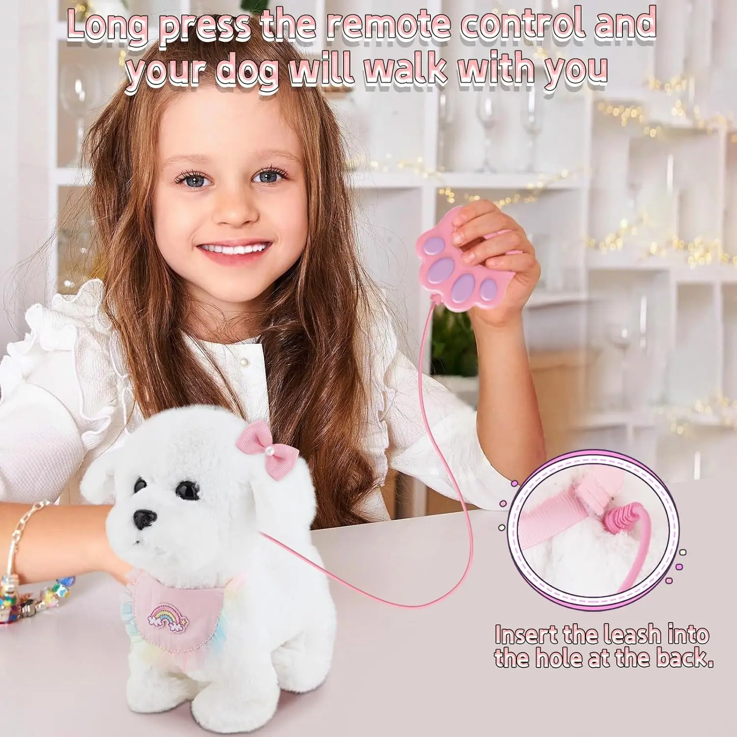 Jouets interactifs en peluche pour chiots qui marcher et écorce, jouet pour chien de marche pour enfants avec laisse, télécommande, cadeau pour filles et garçons âgés de 3 ans et plus