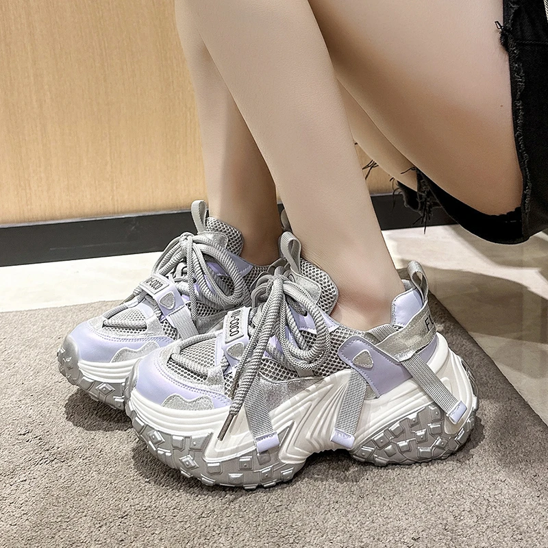 Lotus fruit tire bottom female 2024 new spring and summer hit mesh breathable casual street sneakers