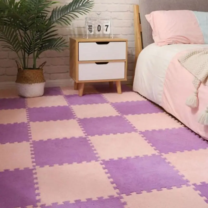 H55B مجموعة من 10 قطع بطانية غرفة نوم للأطفال، سجادة ربط مقاومة للبقع لأرضية غرفة المعيشة، سجادة لغرفة الأطفال