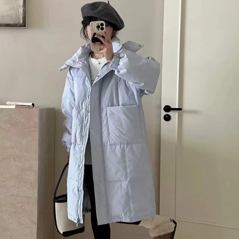 

Loose Fitting Korean Winter Coat 2025 Thickened Over Knee Length Quilted Cotton Jacket for Women Warm Stylish Long Design