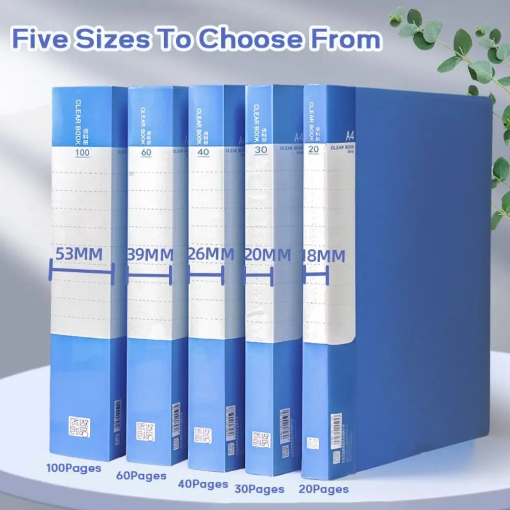 PP A4 File Folder Large Capacity Thickened File Bag 20/30/40/60/100 Pages Test Paper Storage Organizer School Office