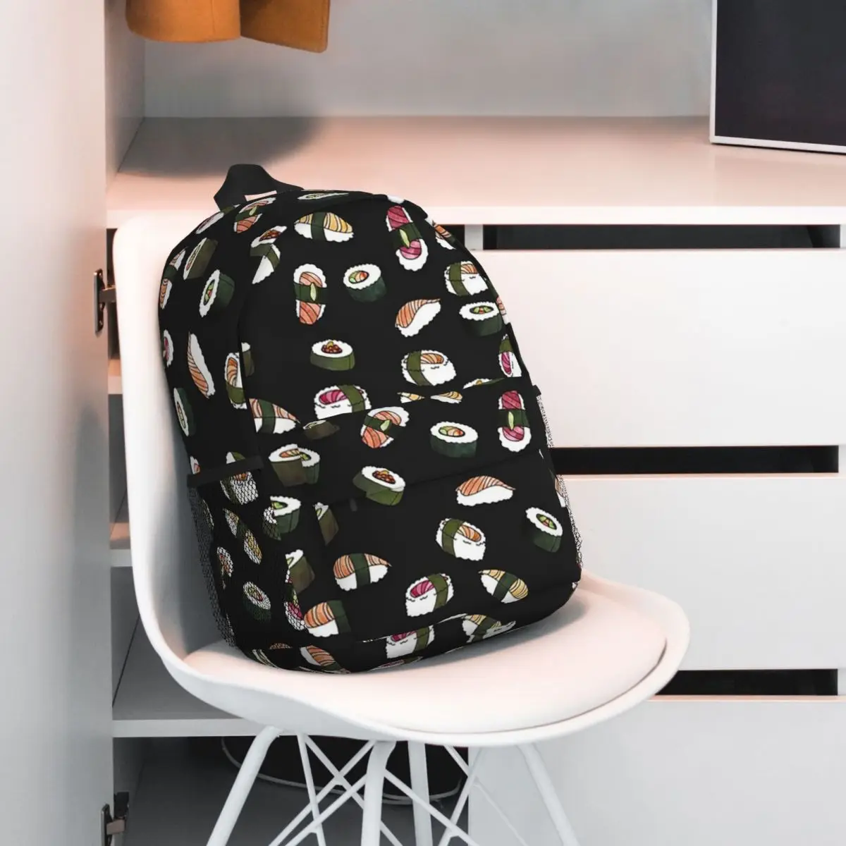 Mochilas SUSHI (en negro), mochila para adolescentes, mochilas escolares de moda para estudiantes, mochila de viaje, bolso de hombro de gran capacidad