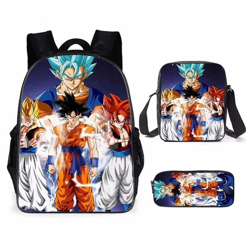 New Cartoon Dragon Ball Backpack Student Bag Satchel Shoulder Bag Pen Bag Three-Piece Back-To-School Gift For Children Surprise