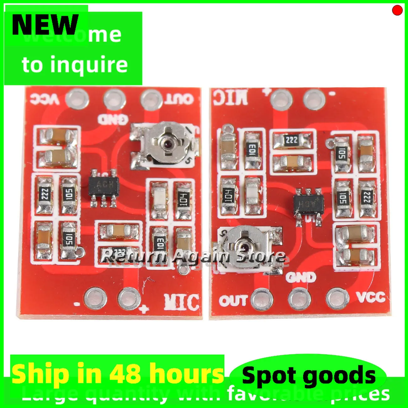 MAX4466 Microphone preamplifier board, microphone amplifier module, gain-adjustable audio amplifier