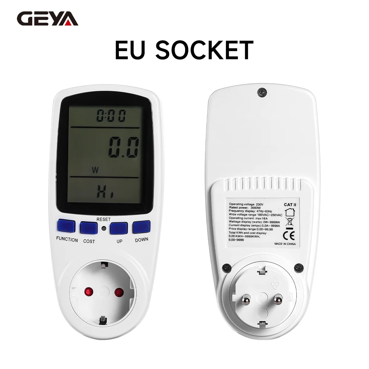 220V Kwh Energy Measuring Outlet EU Plug Overload Protection 7 Display Digital LCD Power Meter Wattmeter Socket Voltage Safe