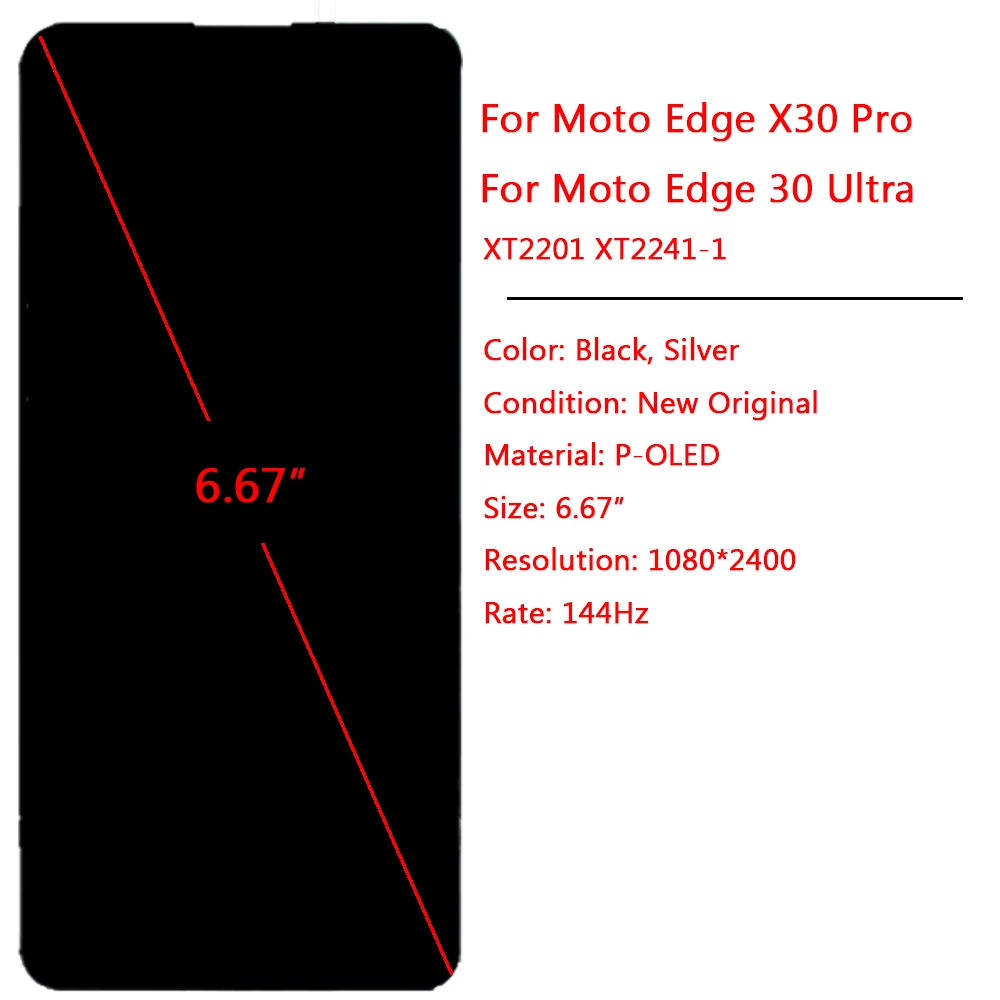 For Motorola Moto Edge X30 Pro LCD Display OLED Touch Screen With Frame 6.67\