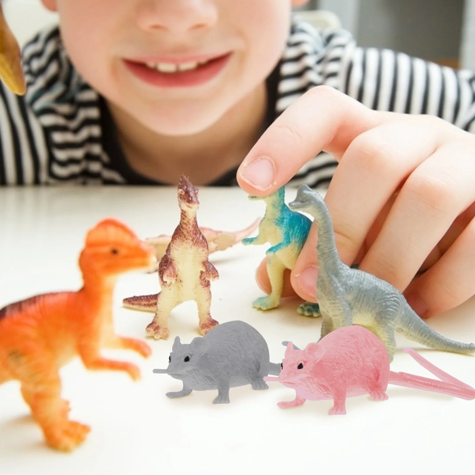 

16 pcs Fake Mouse Kawaii Miniature Simulation Rat Ornament Halloween Bedroom Garden Decoration Educational Safe Plastic