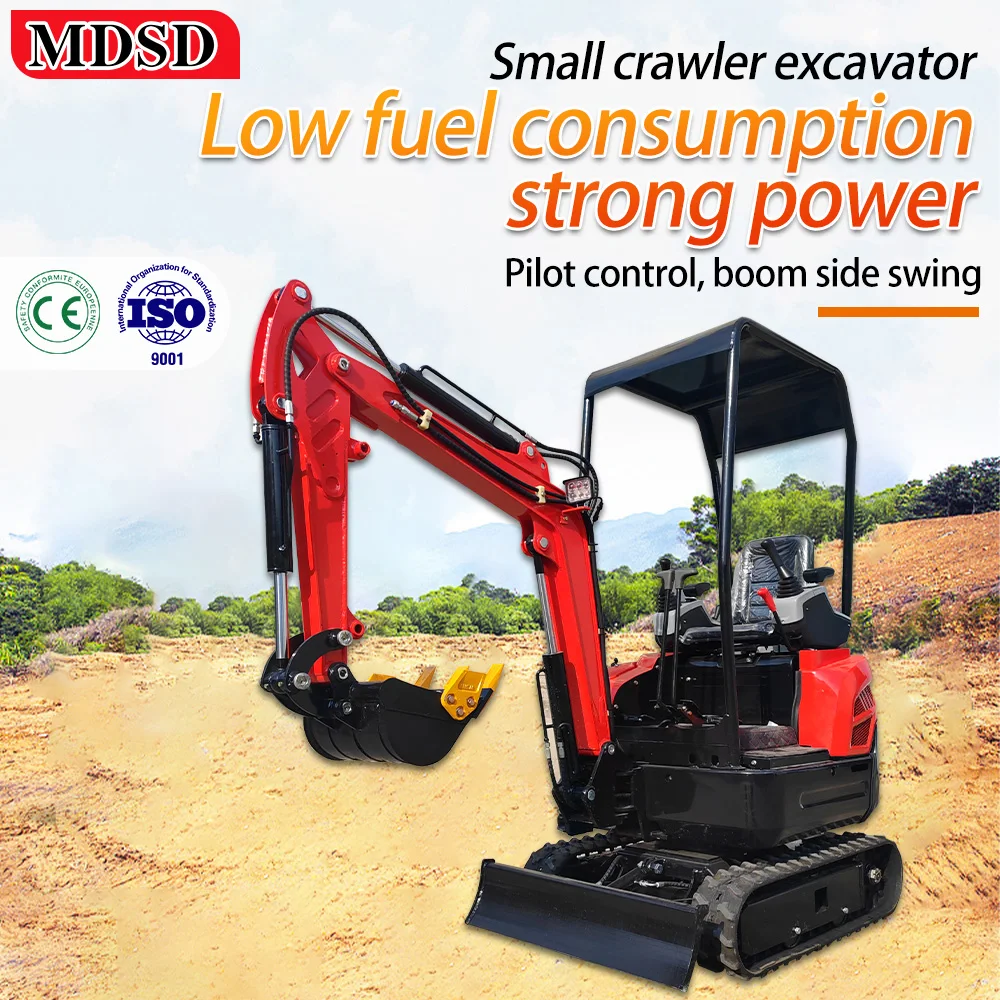 Escavadeira pequena multiuso de 2 toneladas, miniescavadeira agrícola Houdiesel, operação fácil com preço baixo, envio DDP