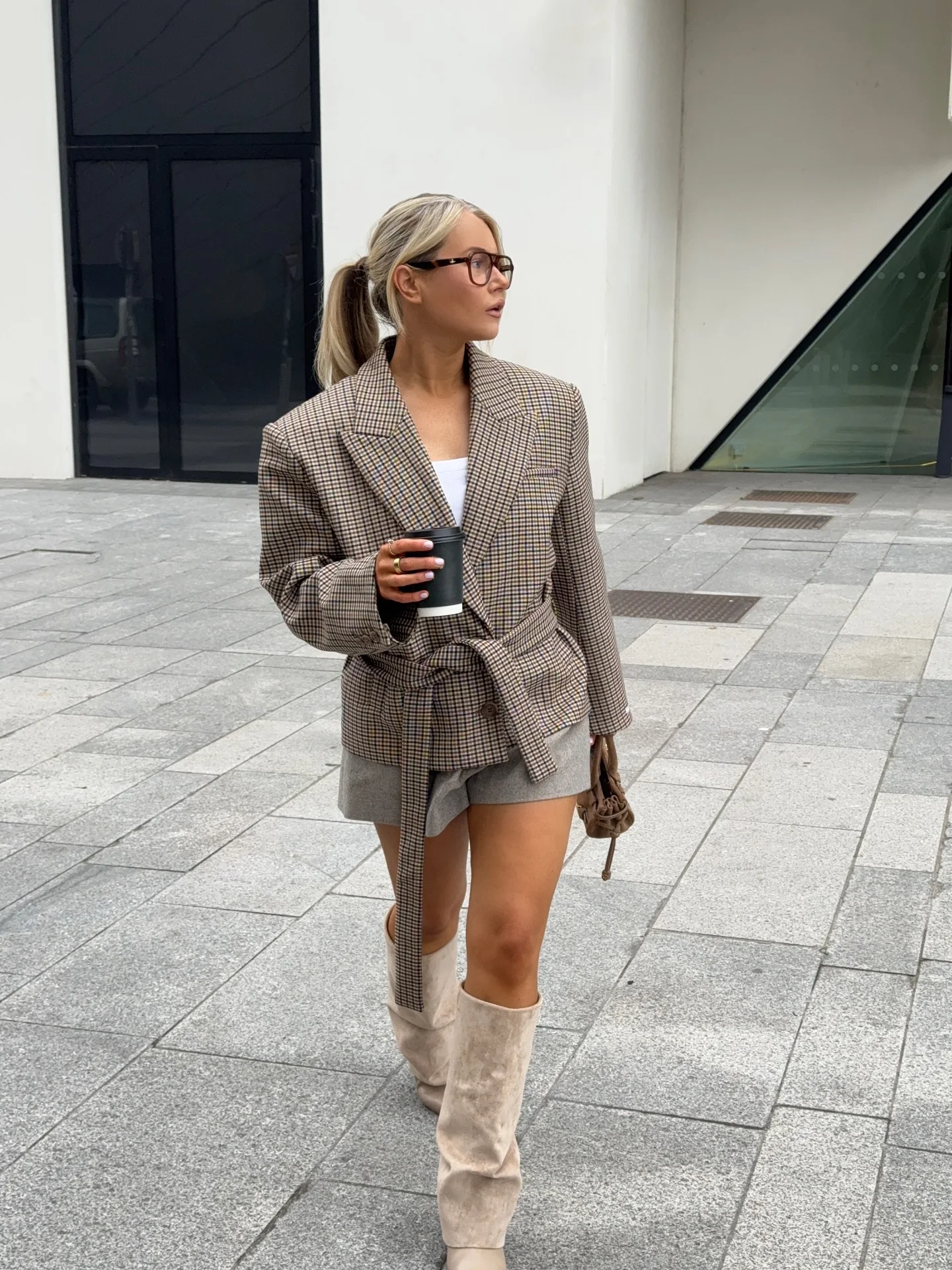 여성 체크무늬 정장 세트 비즈니스 코트 긴 루즈 슬리브 재킷 2025 패셔너블 가을 여성 릴렉스 비즈니스 아우터웨어