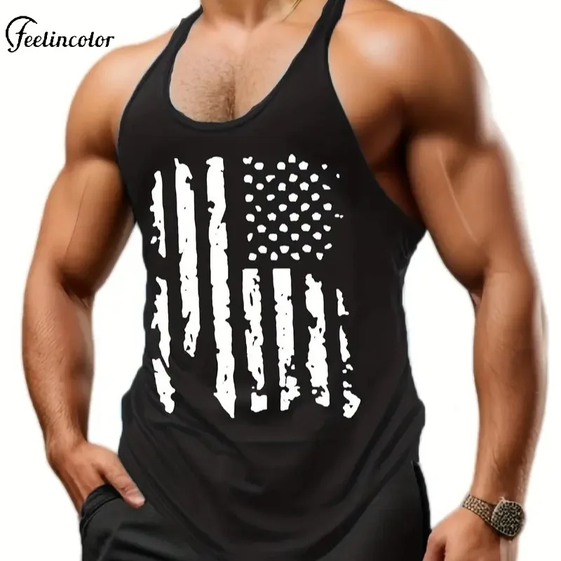 

Fashion Printed Sleeveless T-Shirt for Boys Men Solid Color Loose O-neck Vest Summer Casual Tank Tops Fitness Running Sportwear