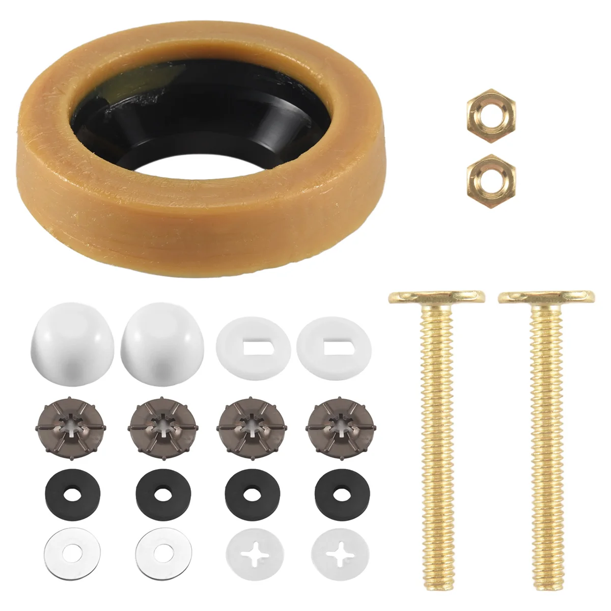 Toilet Wax Ring Kit for Floor Outlet Toilets New Install or Re-seat Include Closet Bolts,Bolt Caps,Flange and Washers