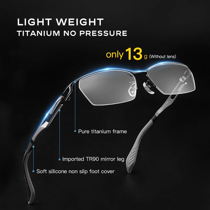 CAPONI Óculos Caponi Semi-Rimless dos homens Quadro Pure Titanium TR-90 Negócios Luz Azul Bloqueio Óculos Novos Óculos de Olho JFA16