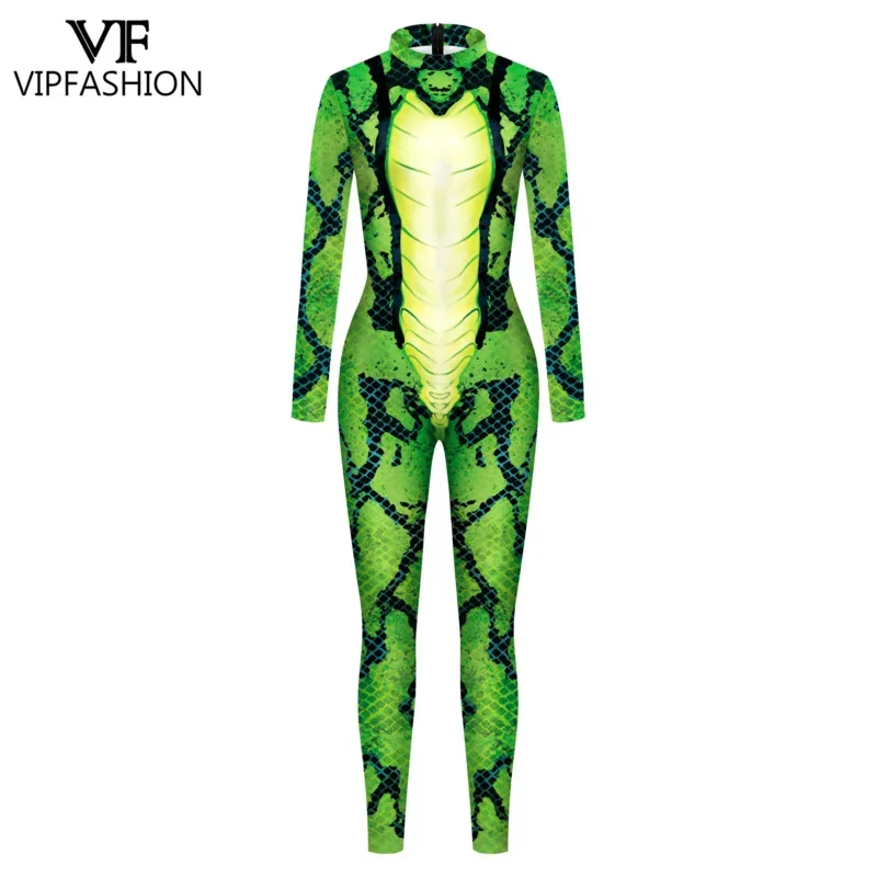VIP FASHION Top Animal Tuta sexy Donna Modello serpente Costumi di Halloween per le donne Zentai Carnevale Nightclub Party Cosplay