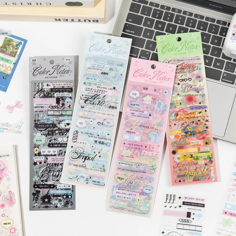 

3pcs/set Korean Ins Cute versatile element Decorative Stickers Scrapbooking Phone Case DIY Journal Collage Material Sticker Gift