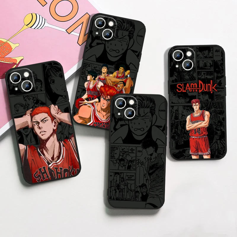 S-lam D-unks Anime For Apple iPhone 15 14 13 12 Mini 11 XS XR X 8 7 Pro Max Plus Soft Silicone Black Phone Case