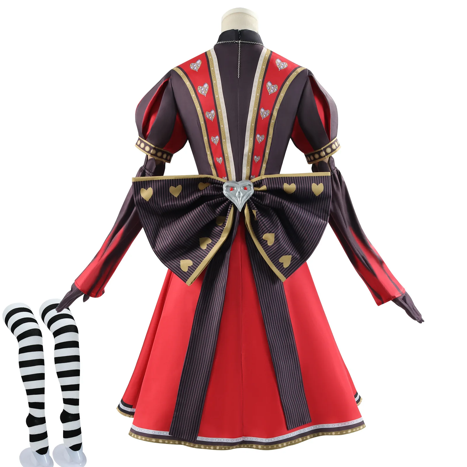 Women Gothic Halloween Costume Retro Poker Heart Queen Dress Bloody Stain Maid Apron Dress Carnival Masquerade Alice Cosplay - view 3