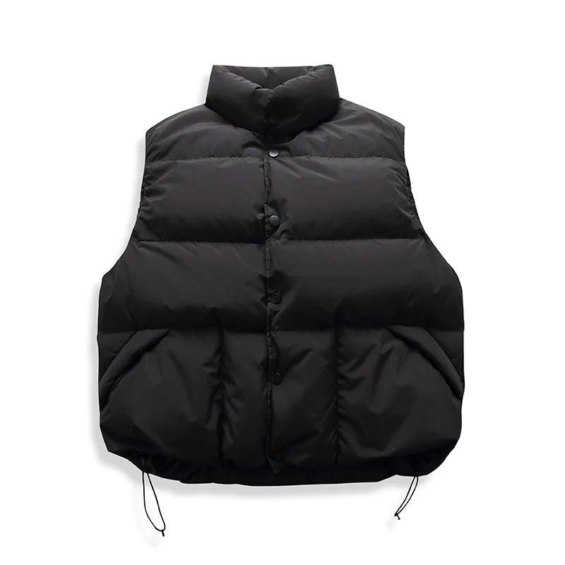 

Зимний модный однотонный пуховый жилет с воротником-стойкой, теплая верхняя одежда для молодежи, из полиэфирного волокна, мягкий, средней толщины, утепленный.