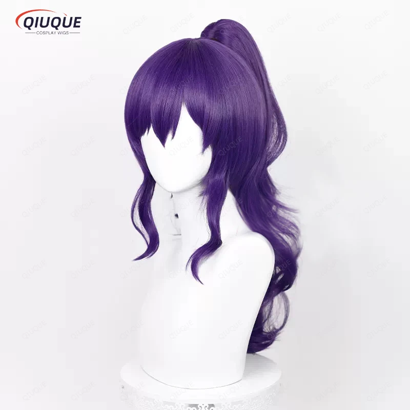 Anime projeto sekai palco colorido! Asahina mafuyu peruca cosplay escuro roxo rabo de cavalo resistente ao calor perucas de cabelo sintético +