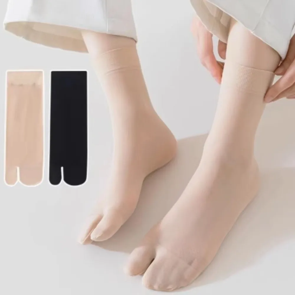Fashion Ultra Thin Toe Socks Sexy Breathable Tabi Silk Socks Toe-separated Solid Color Compression Socks Summer