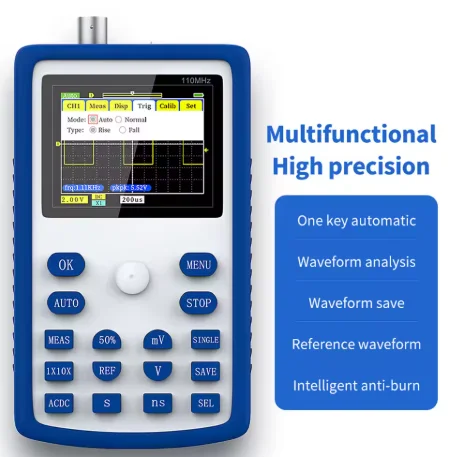 FNIRSI-1C15 Professional Digital Oscilloscope 500MS/s Sampling Rate 110MHz Analog Bandwidth Support Waveform Storage