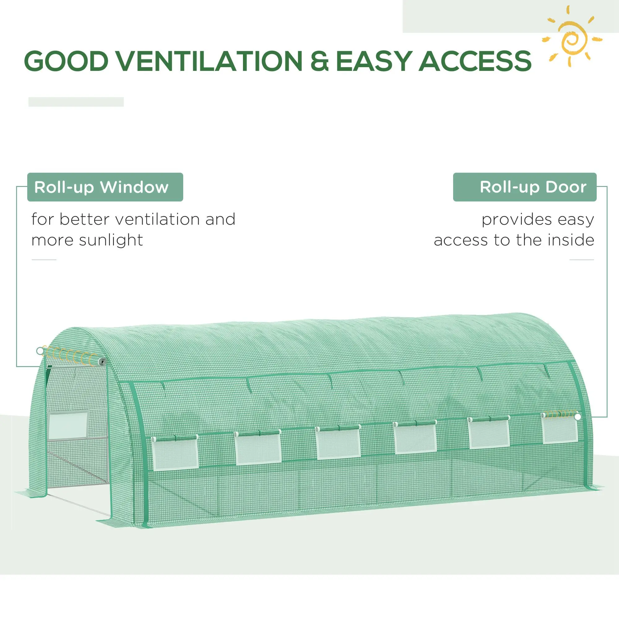 6 X 3 X 2 m Polytunnel Greenhouse Pollytunnel Tent W/ Steel Frame Green