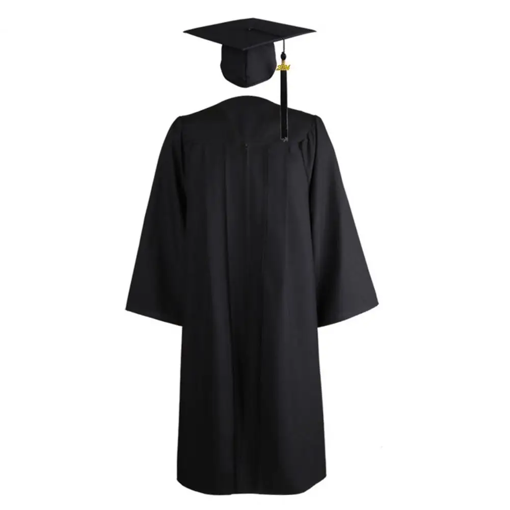 2025 Academic Robe Set Graduation Tassel Unisex Commencement Mortarboard Set Adult V Neck Bachelor University Academic Dress Set