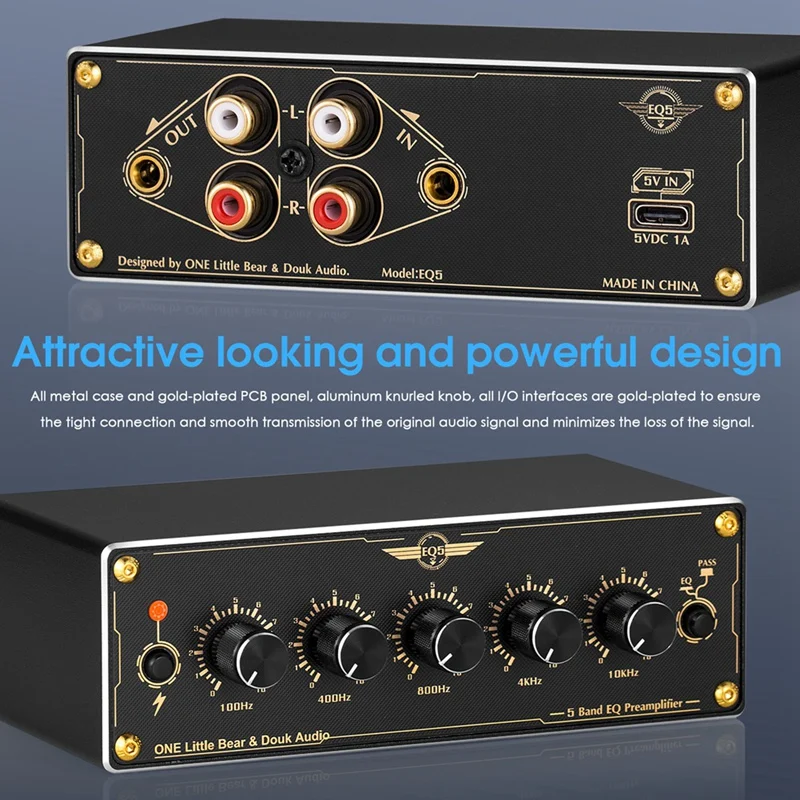 CJSD-EQ5 2.0 saluran Mni 5-Band Analog EQ Preamp Audio Equalizer rumah/mobil Audio prosesor Stereo pra-amplifier