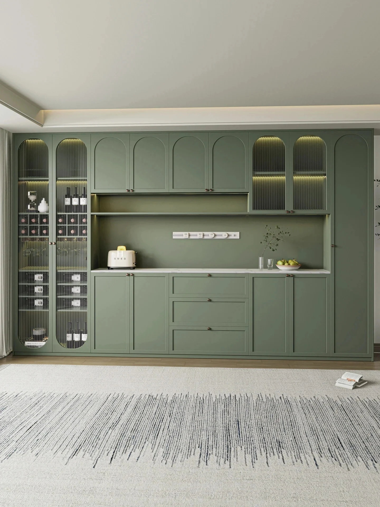 Estilo francês moderno móveis para casa aparador armário de madeira vinho e utensílios de mesa armazenamento para jantar e sala de estar para vilas