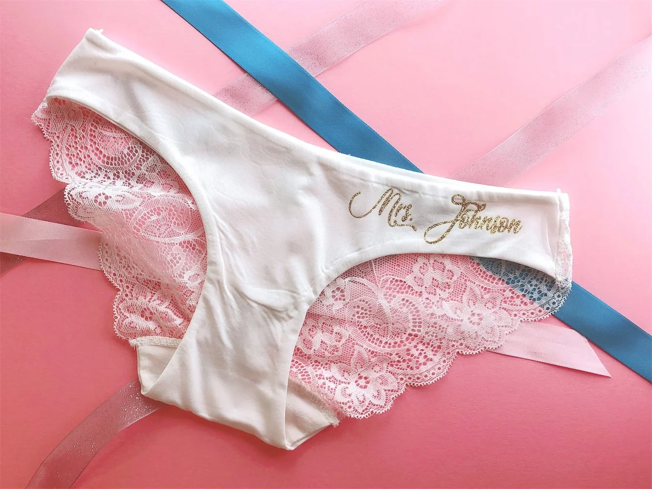 Custom Gifts for her Bride Panties - Lace Wedding Underwear Bridal Shower Gift Bachelorette Gift Personalized with Name Honeymoo