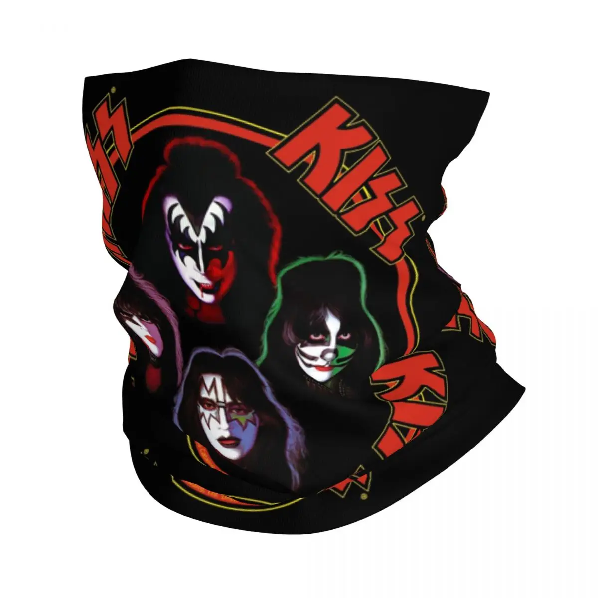 KISS Band Members Rocking Design Winter Neck Warmer Women Windproof Wrap Face Scarf for Hiking Gaiter Headband