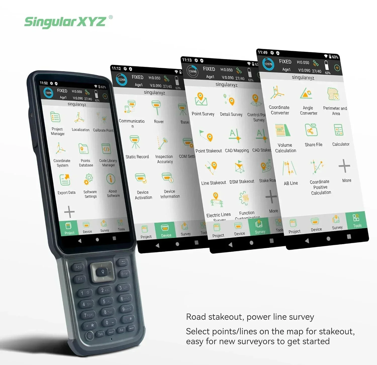 Nick SingularXYZ SingularPad Field Surveying Software Android OS Data Collecting App Program For Rtk Gnss & Total Station Survey