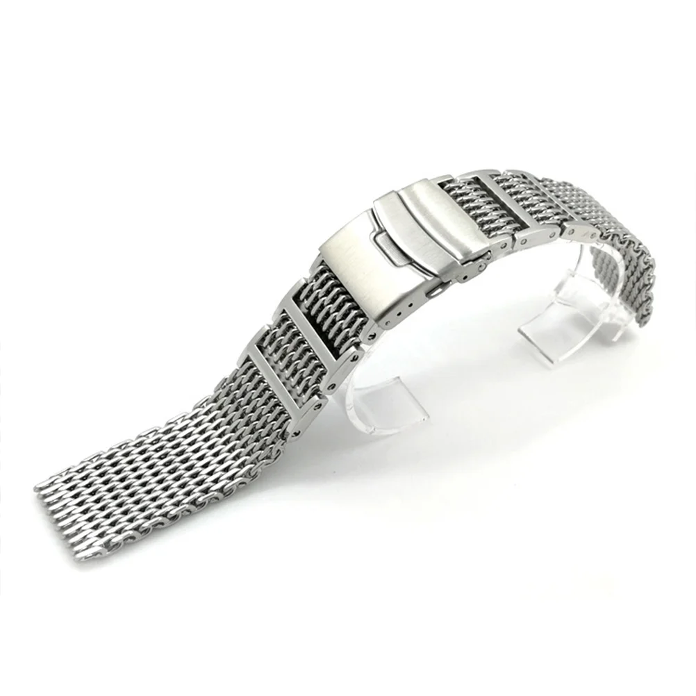 22mm Stainless Steel Shark Mesh Watch Band Strap Wrist Bracelet Strap Replacement(Silver) watch strap