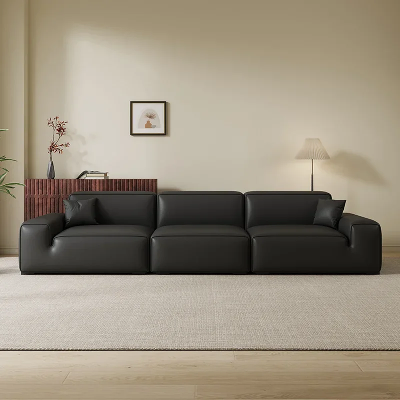 Moderno, semplice, divano, fila dritta, soggiorno, lusso leggero, piccolo appartamento, pelle, divano