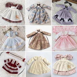 Blyth Doll Clothes Vintage Long Dress Princess Dress Lace Skirt Headdress for YMY、Licca、Azones、Ob24、Ob27 Doll Accessories