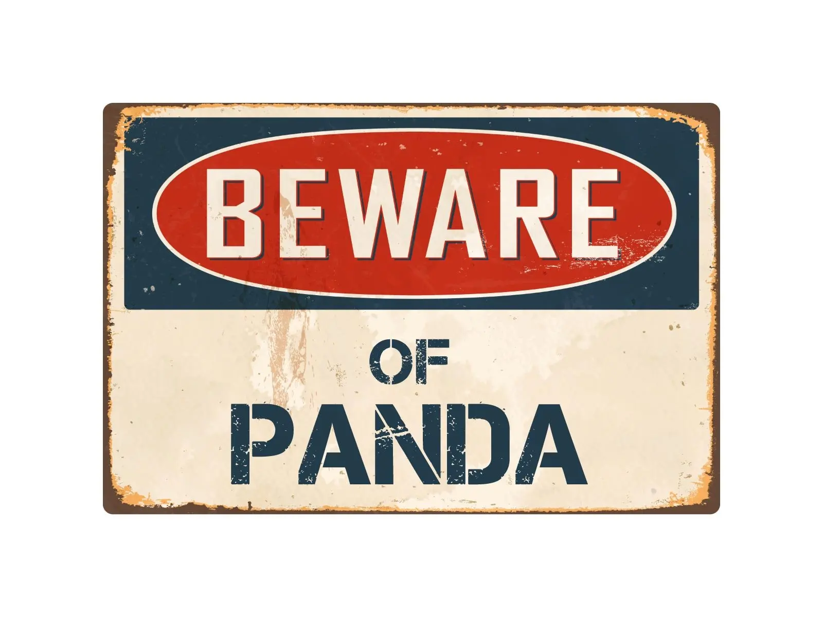 Beware Of Panda 8” x 12” Vintage Aluminum Retro Metal Sign VS313