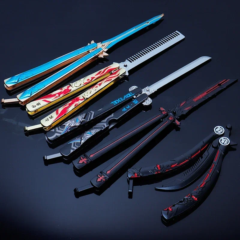 New 21 Styles Animation Butterfly Knife Is Folded and Uncut, and the Novice Boys Practice Throwing Alloy Weapon Models