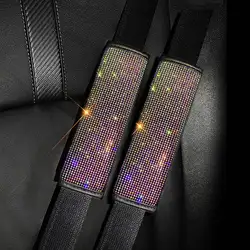 Almohadillas de cristal para cinturón de seguridad de coche para mujer, 2 piezas, diamante, ostentoso, Protector de cojín, decoración de coche, accesorios