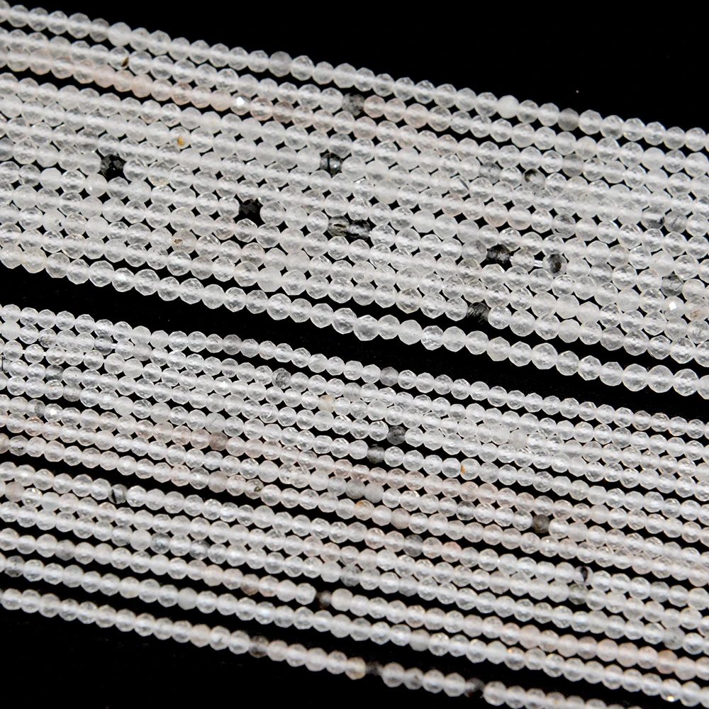 Natural Simple Quality Herkimer Diamond Quartz Facted Round Beads 2mm/3mm for Jewelry Making Necklace Bead DIY Wholesale