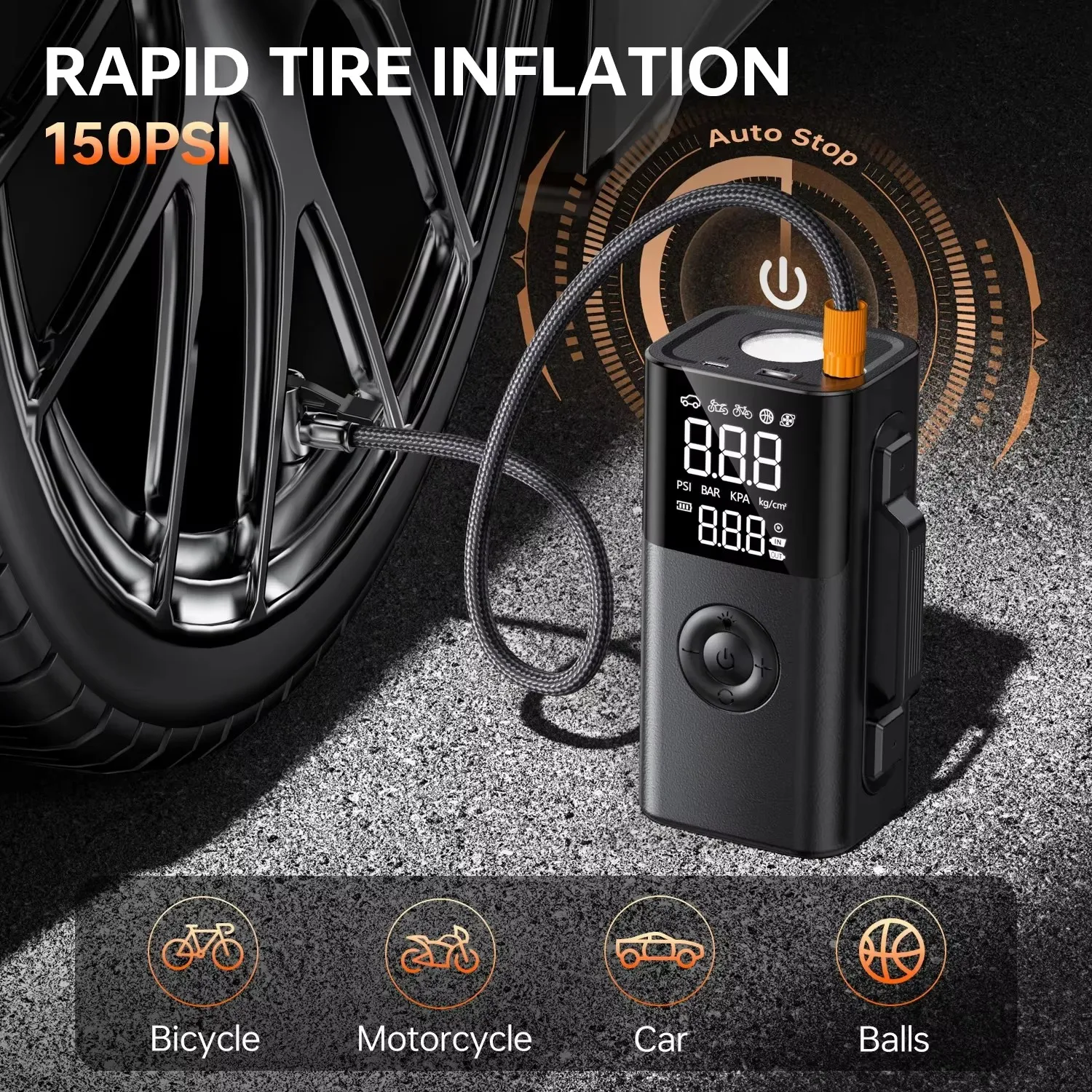 BUVAYE 4000A سيارة الانتقال كاتب المحمولة 150PSI مضخة هواء بطارية السيارة الداعم المحرك بدء جهاز ضاغط الهواء الإطارات قوة البنك