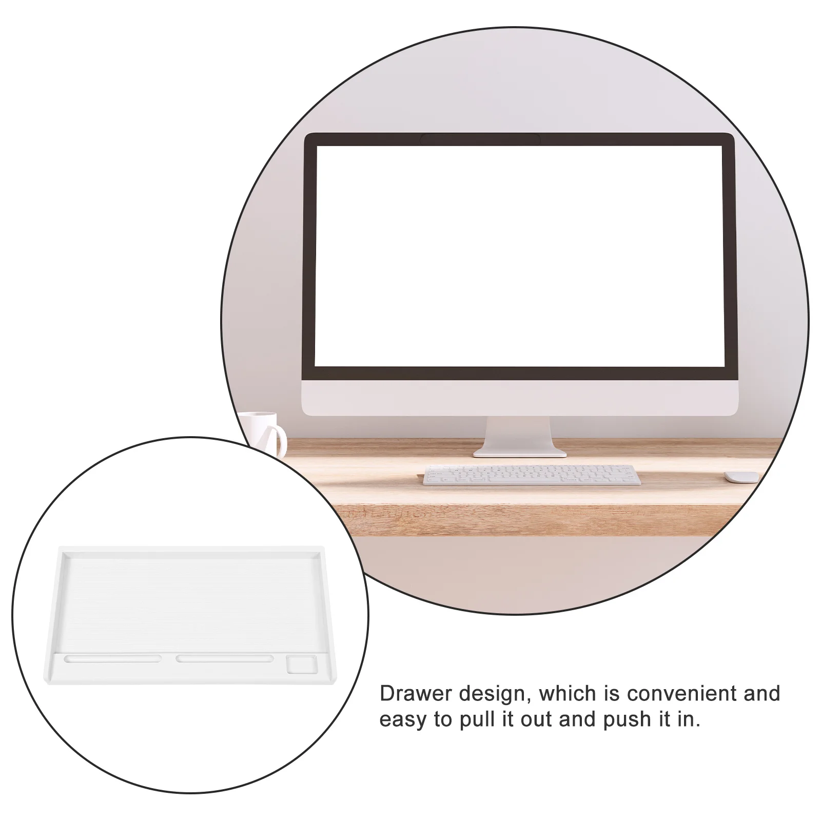 صينية تخزين لوحة المفاتيح نوع الدرج بلاستيك أبيض رمادي تحت مكتب منظم مكتب سطح المكتب لوحة المفاتيح صينية منزلق لتوفير المساحة #4