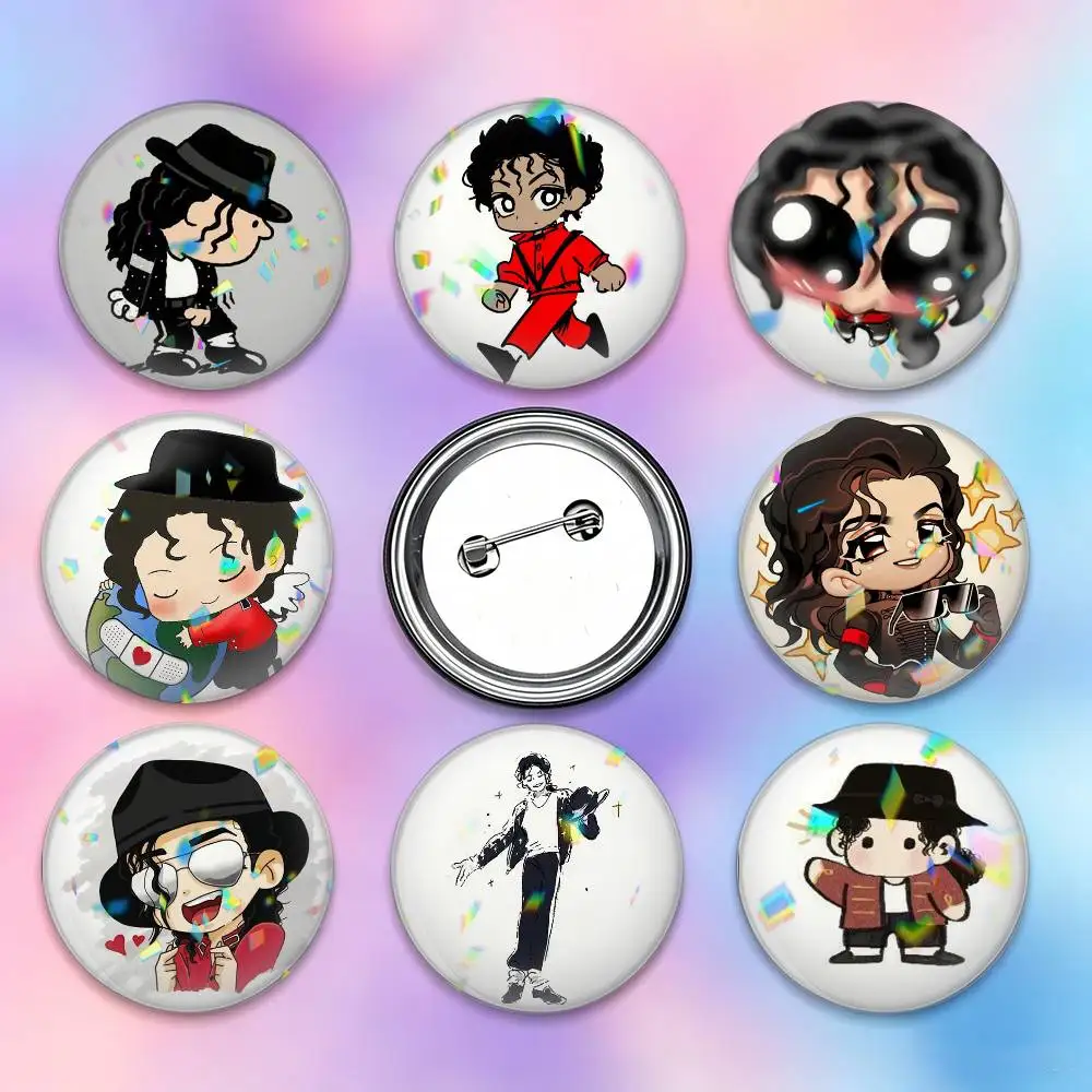 M-Michael Jackson Cute Chibi  25 32 44 58 75mm Badges Personalized Round Brooches Pins Accessory Gift