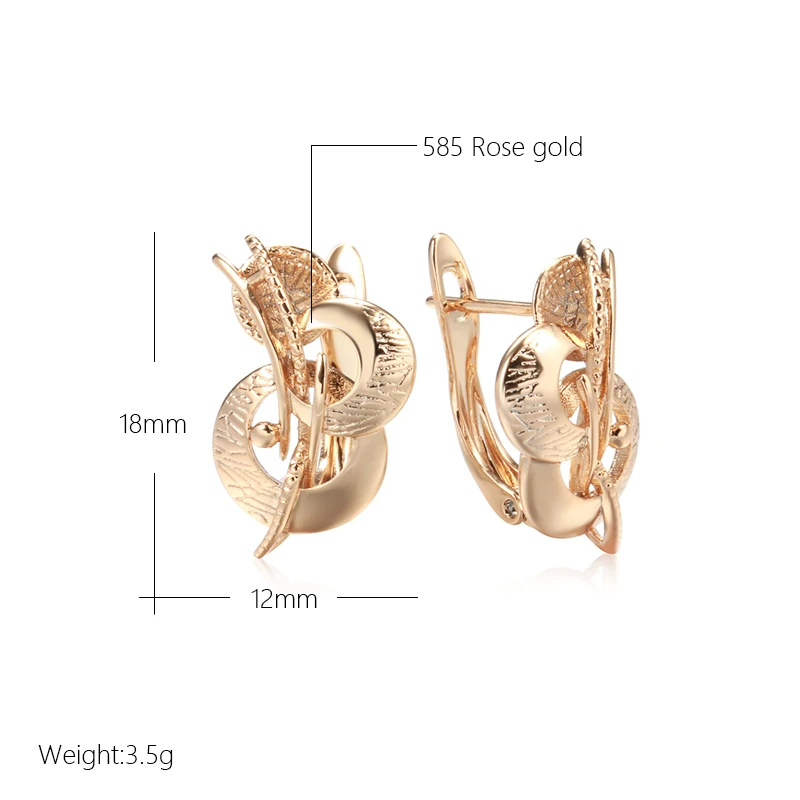 Kinel New Fashion Glossy Earring for Women Unusual Creative Hollow Geometry 585 Rose Gold Color Ethnic Bride Vintage Jewelry
