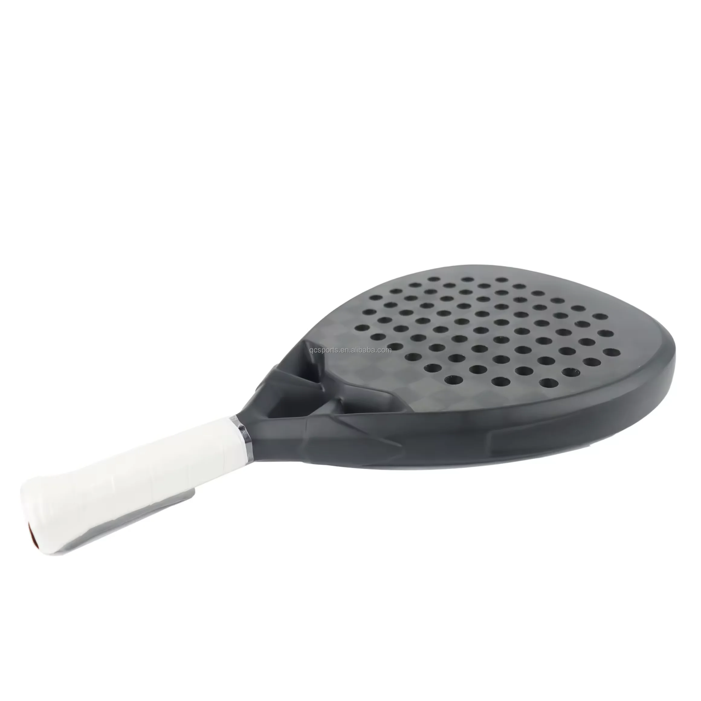 In stock Carbon fiber material round paddle racket, 12K high density texture, customized design cheap price polyester net sports