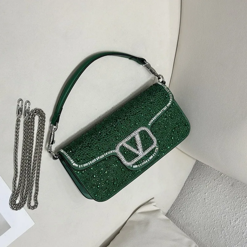 ​ ​ 디자이너 영감을 받은 여성용 숄더백 2025 반짝이는 크로스바디 백 패션 라인스톤 악센트 멀티 포켓 데이팩 ​