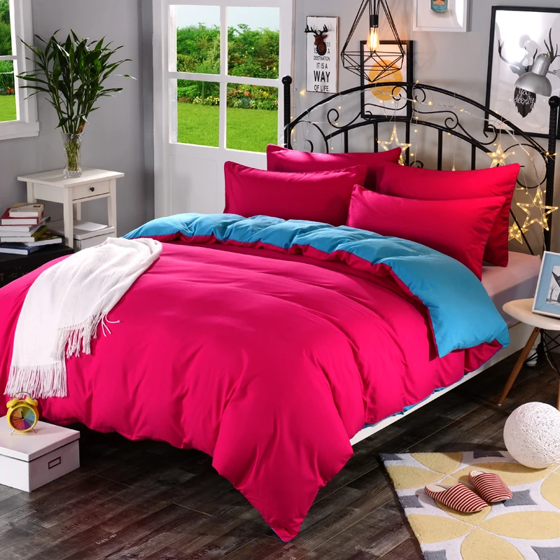 1Pc 100% Polyester Duvet Cover Solid Color Reactive Printing Comforter Cover Twin Full Queen King Super King Size